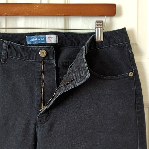 Liz Claiborne 90's Vintage High Waisted Relaxed Fit Straight Leg Jeans Black 12 - Picture 7 of 14